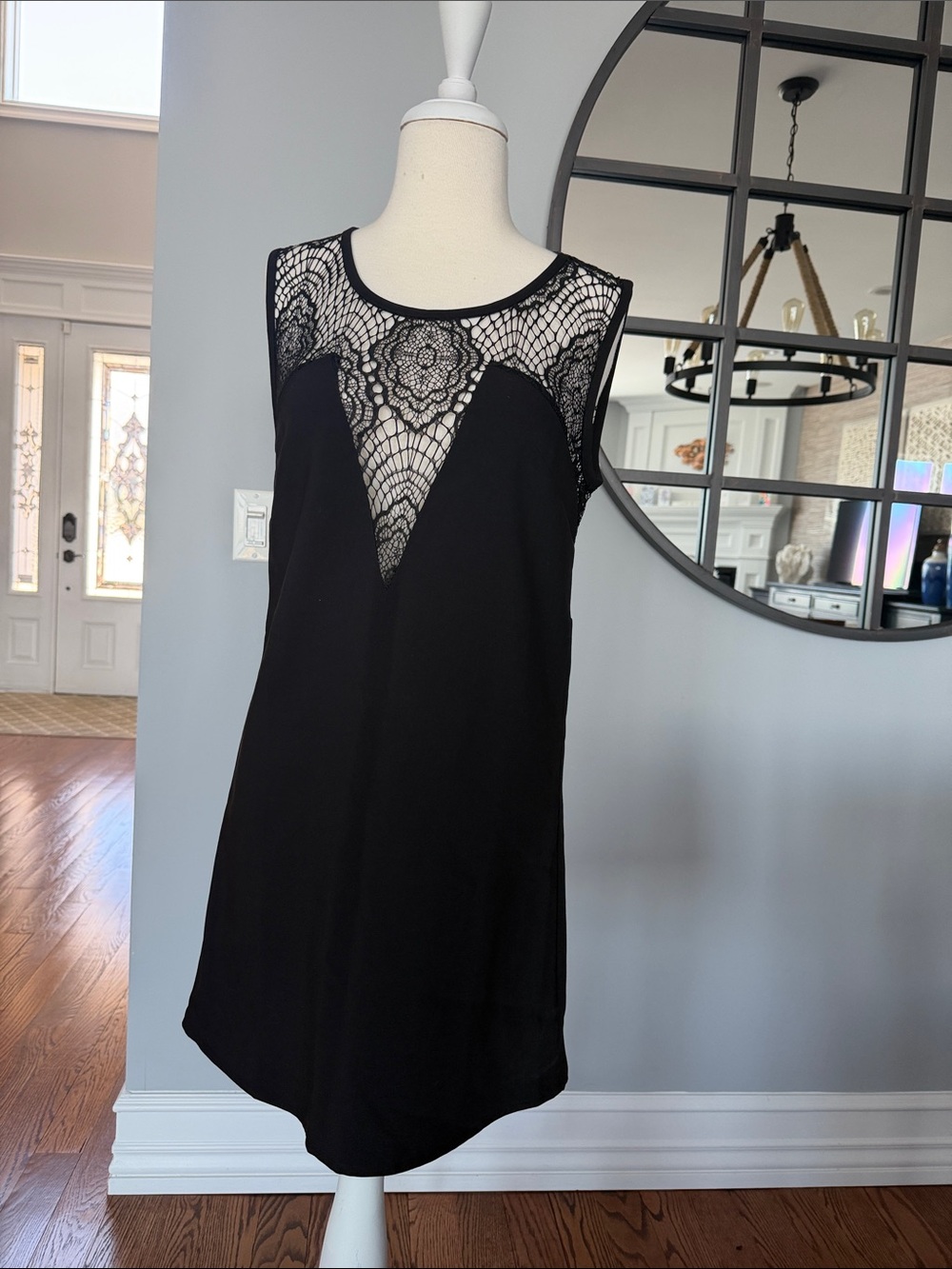Millau Black Lace-Detail Mini Dress